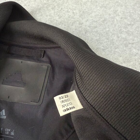 Adidas Mens Black Track Jacket Workout Athletic Full Zip 3 Stripes Size Large - Picture 12 of 16